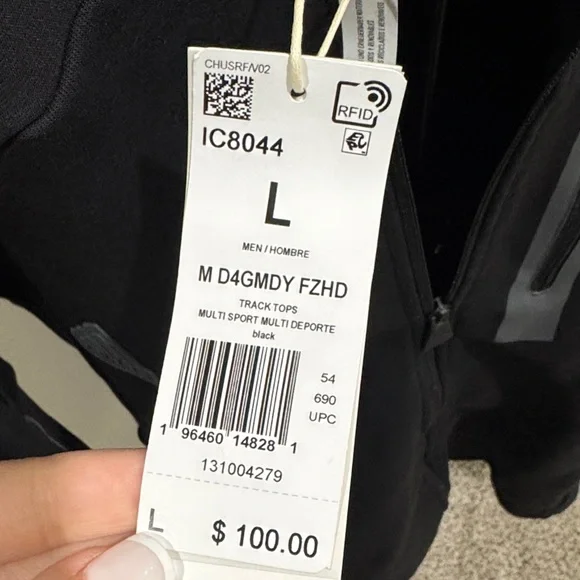 adidas Black Hooded Performance Zip-Up Jacket - Picture 4 of 4